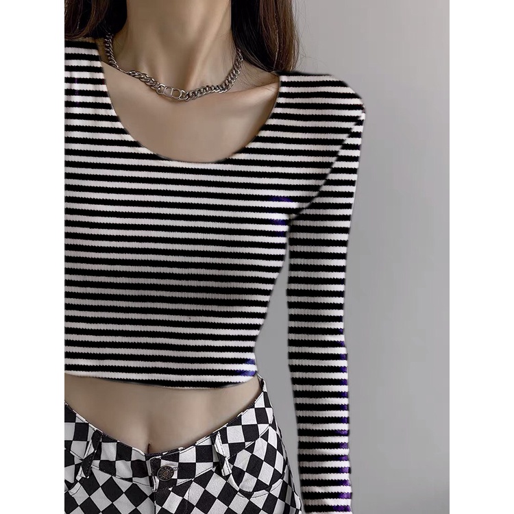Áo Croptop,Croptop Tay Dài Cổ Vuông Chất Thun Dày Dặn