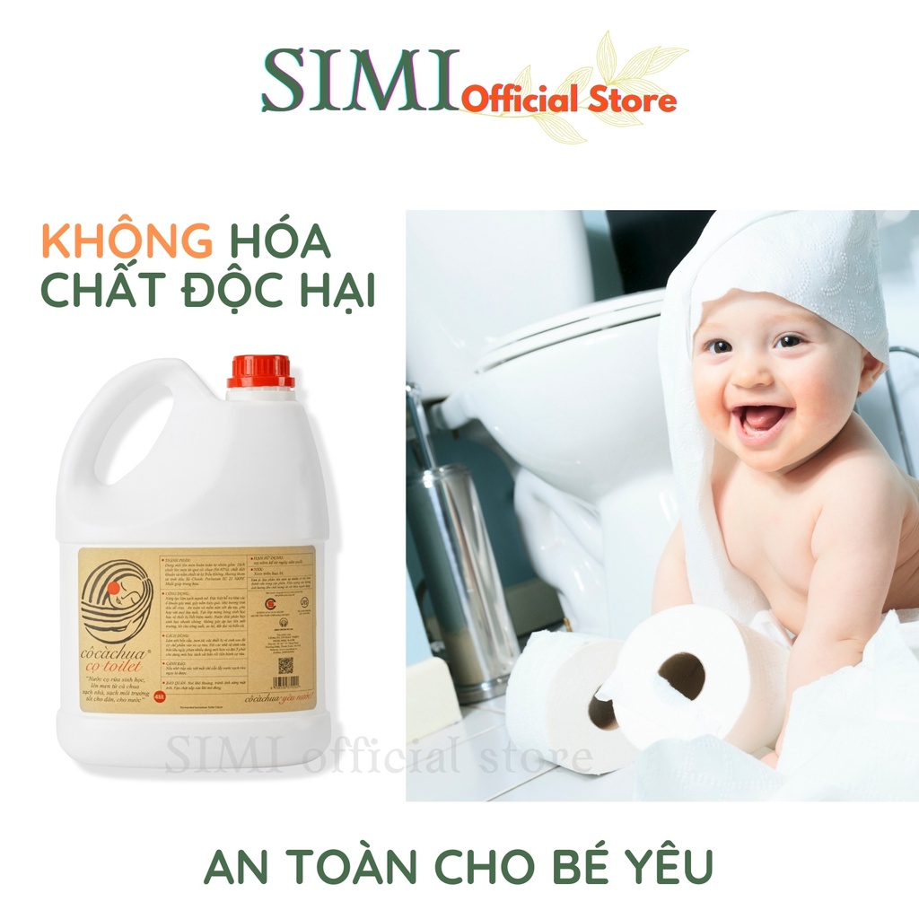 Nước tẩy bồn cầu hữu cơ CÔ CÀ CHUA tẩy rửa bồn cầu cọ toilet sát diệt khuẩn khử mùi nhà tắm sạch thông cống 4l SIMI