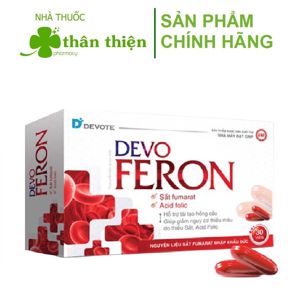 Devo Feron, hỗ trợ bổ sung sắt, hỗ trợ quá trình tạo hồng cầu (30 viên)