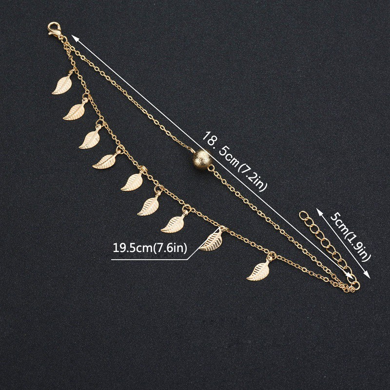 Vòng đeo tay tầng đôi dạng xích mặt hình lá cây độc đáo sành điệu | BigBuy360 - bigbuy360.vn