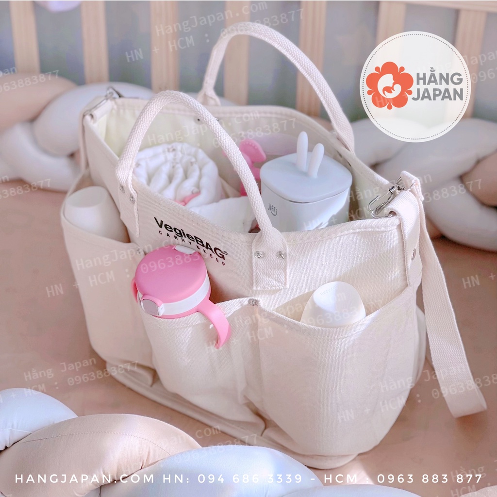 Túi xách balo bỉm sữa cho mẹ và bé Vegiebag đa năng phong cách Hàn Quốc hàng cao cấp,kích thước: 30*22*17cm