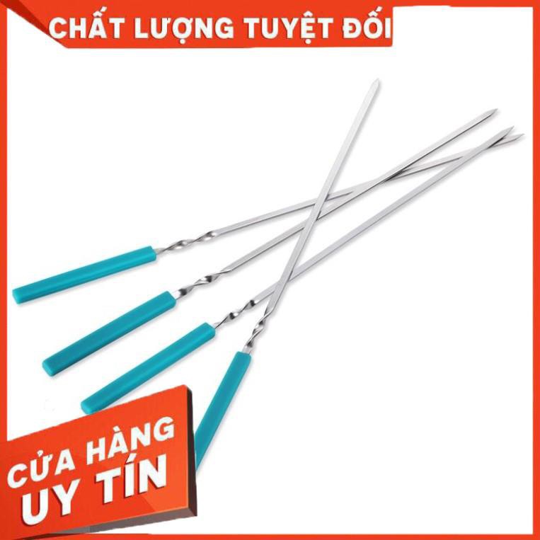 BẾP [ƯU ĐÃI! SHOP MỚI] Xiên Nướng Inox - Xiên Que Nướng - Xiên Thịt Nướng 40cm - Tay cầm Silicon chống nóng - TIỆN LỢI