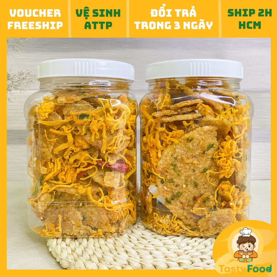 [Hũ vuông] 1KG Hũ Cơm Cháy Khô Gà Lá Chanh Tasty Food | Cơm cháy mắm hành, khô gà lá chanh | BigBuy360 - bigbuy360.vn