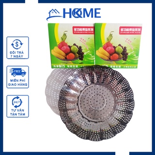 Vỉ rổ hấp tròn inox đựng hoa qủa ráo nước tiện lợi loại lớn đk 24cm