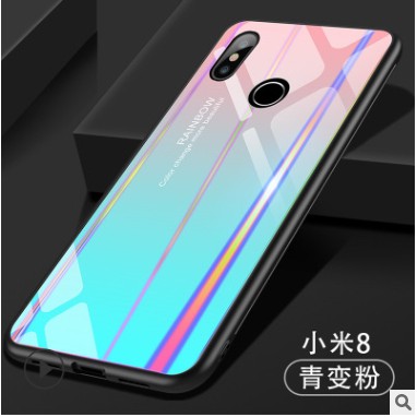 Ốp lưng xiaomi mi 8 / xiaomi mi 8 se mặt lưng bóng cầu vồng 7 mầu