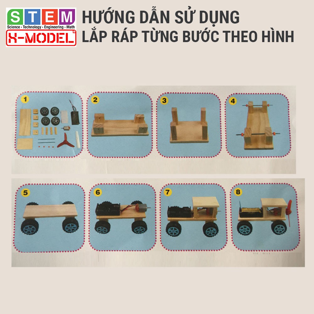 Đồ chơi sáng tạo STEM tự làm Ô tô đồ chơi gỗ mô tơ cánh quạt XMODEL ST53 Đồ chơi tự làm DIY Giáo dục STEM