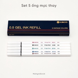 Ruột thay cho bút bi gel KACO PURE - Bộ 5 màu Vintage