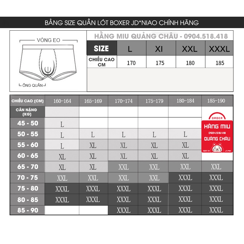 Combo Hộp 5 Quần Sịp Nam Thoáng Khí Chính Hãng JD-NIAO Cao Cấp