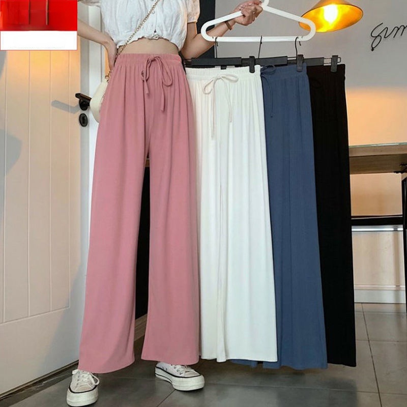 Quần ống rộng Chất Liệu Lụa Lạnh Thiết Kế Mỏng Kiểu Dáng Đơn Giản Thời Trang Mùa Hè 2022