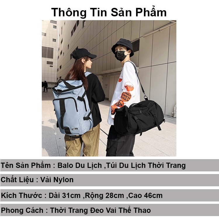 Balo du lịch, Túi du lịch nam nữ ZAJA ,túi trống đựng đồ đeo 2 kiểu thời trang, túi trống chống nước đi phượt size lớn