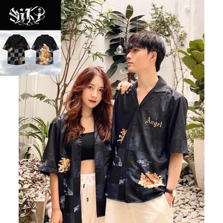 Áo sơ mi nam ngắn tay Họa tiết Form rộng, Caro đen - ( URI ) CHÍNH HÃNG