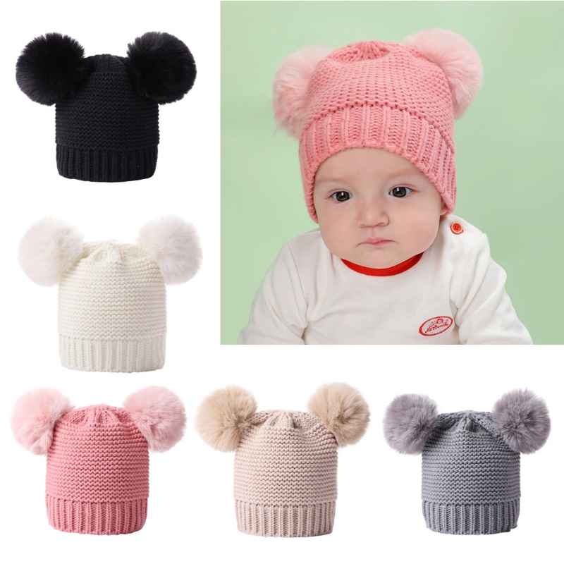 Mũ beanie dệt kim giữ ấm thời trang thu đông cho bé