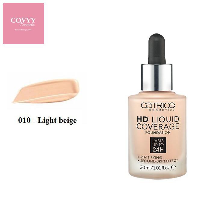 Kem nền Catrice HD 24h Liquid FREESHIP Coverage Foundation che phủ tốt, kiềm dầu.