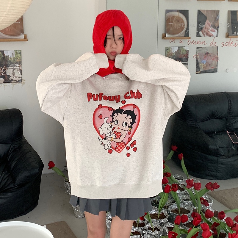 NRVP Áo Hoodie Nữ Tay Dài Dáng Rộng Thời Trang Phong Cách Hàn Quốc