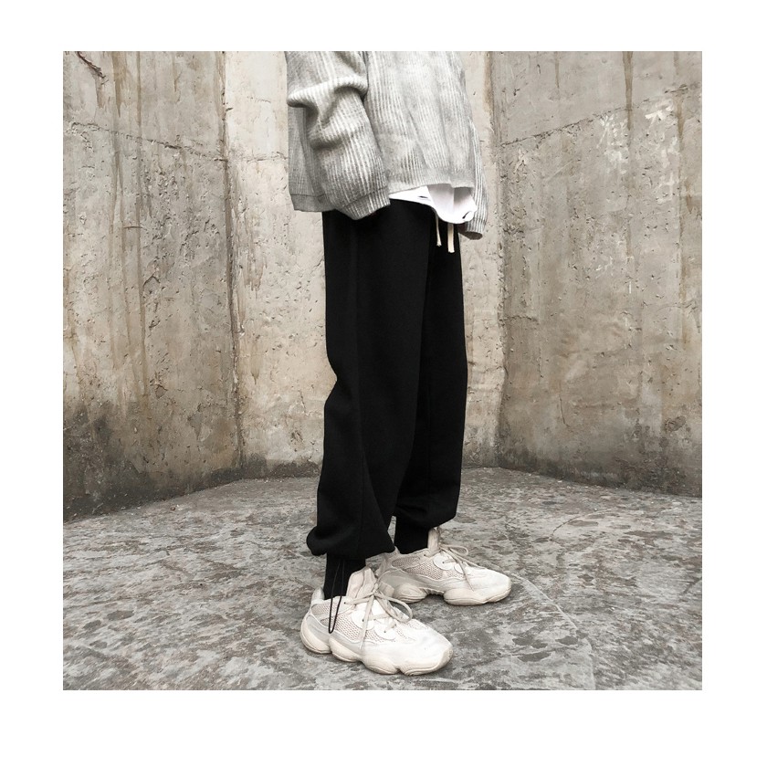 Quần jogger nỉ nam nữ bo ống phối dây phong cách Hàn Quốc quần sweatpants dày dặn bền đẹp màu xám, đen [Hàng tôt] | BigBuy360 - bigbuy360.vn