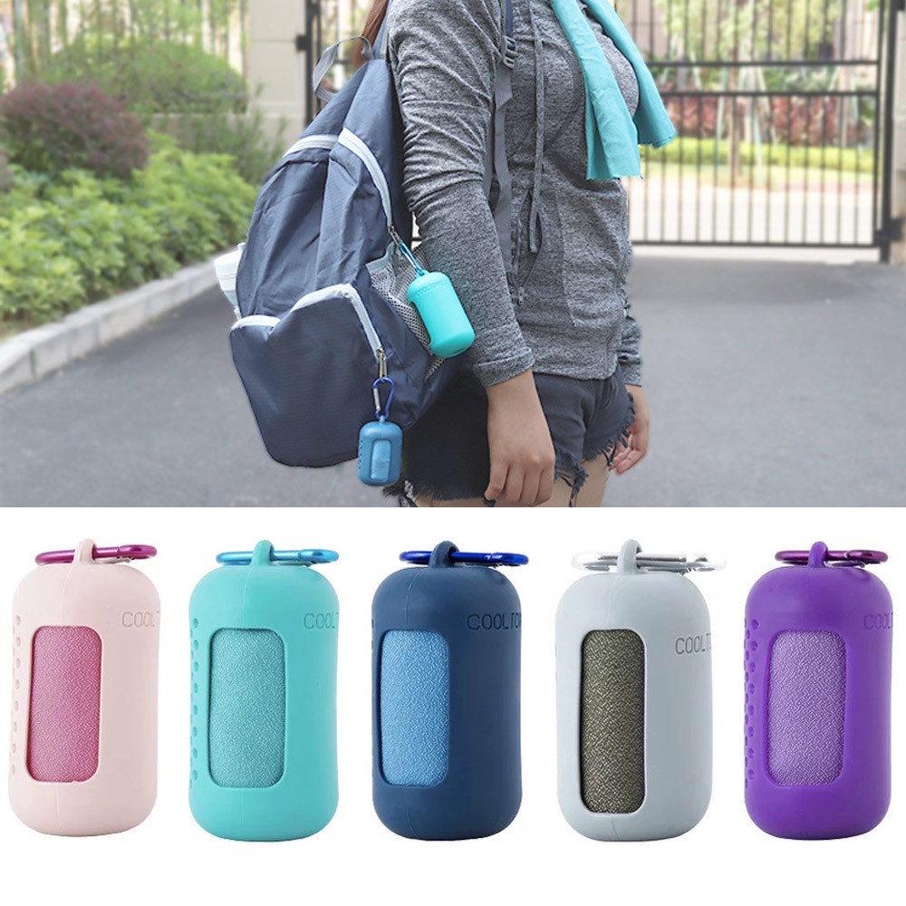 Khăn Tắm Kèm Túi Đựng Bằng Sợi Microfiber Nhanh Khô Tiện Dụng Mang Theo Du Lịch/ Tập Yoga/ Thể Thao