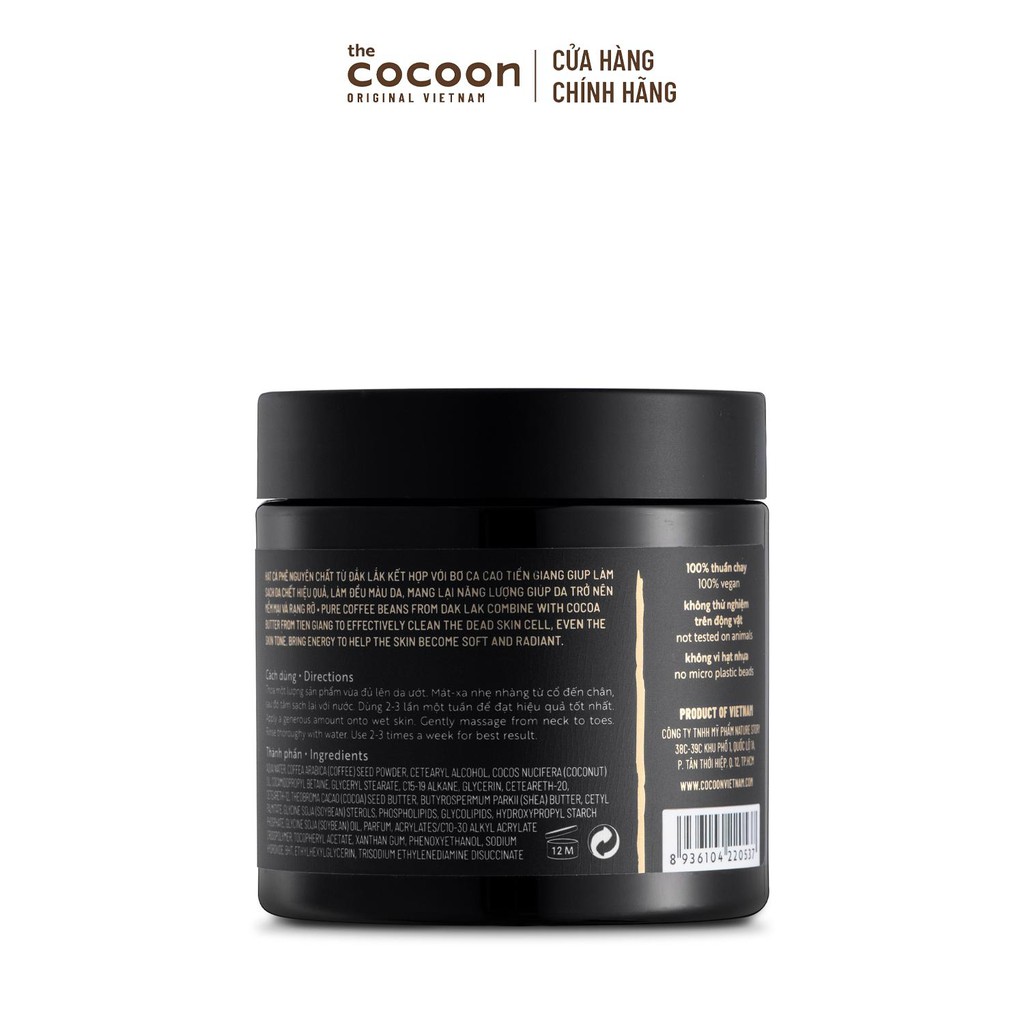[Nhập Mã COSCON4 giảm 8%] Tẩy da chết cơ thể cà phê Đắk Lắk Cocoon cho làn da mềm mại và rạng rỡ 200ml | BigBuy360 - bigbuy360.vn
