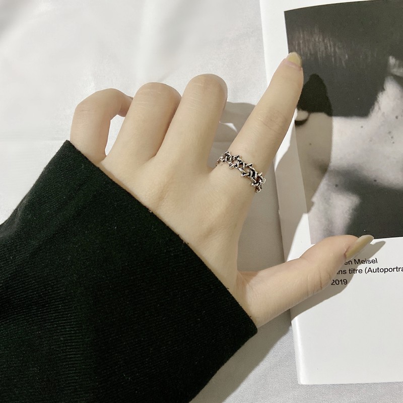 Nhẫn ngôi sao sáu cánh rỗng sành điệu hip-hop đường phố cá tính retro