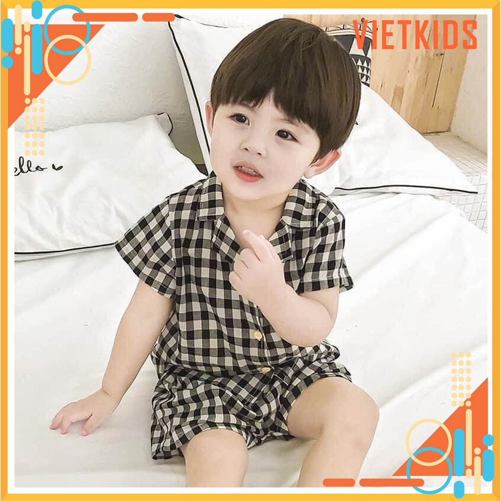 Bộ quần áo kẻ caro Vietkids Đồ bộ thoáng mát cho bé