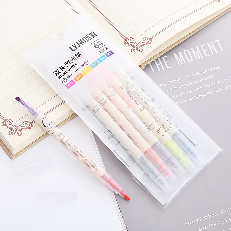 Set 6 bút highlight, bút dạ quang 2 đầu màu pastel Chosch xịn