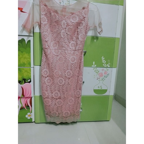 Đầm body lưới ren hồng #body#ren