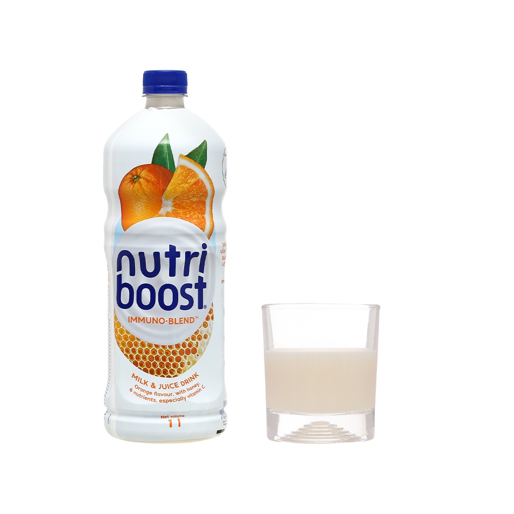 Thùng 6 Chai Sữa NutriBoost Hương Cam 1L/chai - Sữa trái cây giải khát - Thức uống dinh dưỡng - Cho ngày dài năng động