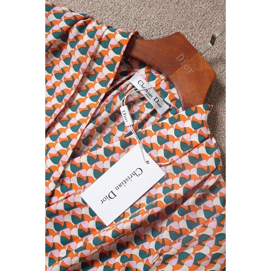 Đầm xoè thắt eo tay ngắn cổ tim thương hiệu Dior CD cao cấp