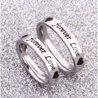 Nhẫn inox chữ Forever love màu đen
