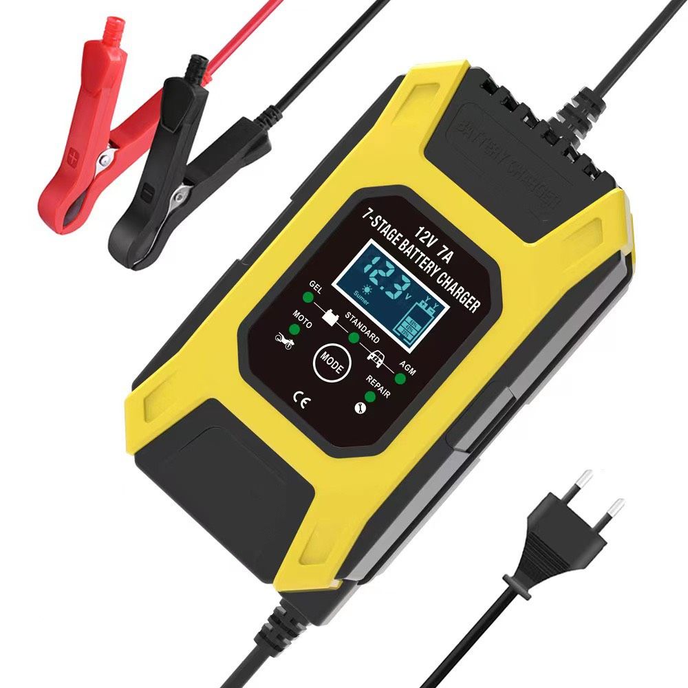 Sạc bình ắc quy ô tô xe máy 12V 7A - 100Ah tự ngắt khi đầy chức năng bảo dưỡng phục hồi ắc quy bằng khử sunfat