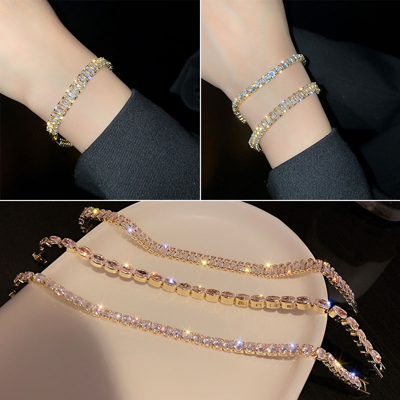 Vòng tay đính đá zircon lấp lánh thời trang cho nữ