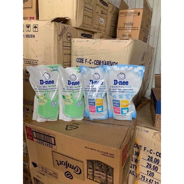 Sỉ Thùng 12 túi nước giặt quần áo trẻ sơ sinh DNEE NEW BORN d-nee túi 600ml Thái Lan