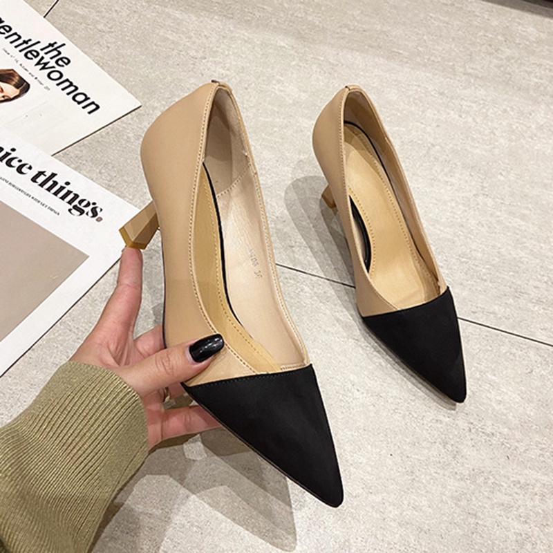 Giày cao IELGY gót mũi nhọn phong cách Pháp thời trang công sở dành cho nữ