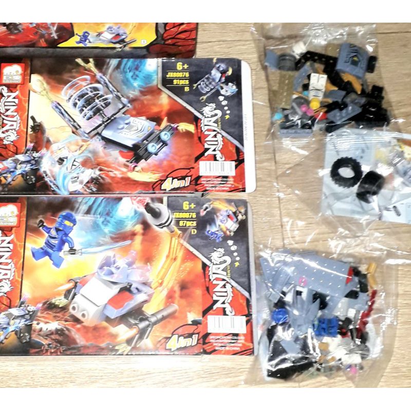 Lắp ráp 1 hộp LegoNinja Xe chiến đấu JX80076 có nhiều chi tiết bằng nhựa