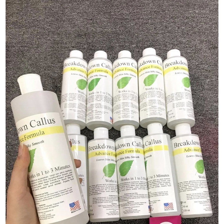 Dung dịch chà gót chân callus, Gel chà gót chân callus hương chanh và bạc hà thể tích 250ml chuyên dụng cho ngành nails