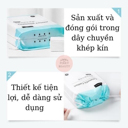 Bông tẩy trang cosmetic Cotton Pinky Beauty 230 Miếng 3 Lớp Mềm Mại