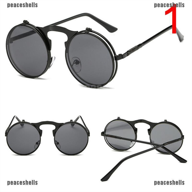 Kính Mát Gọng Tròn Dạng Lật Phong Cách Steampunk Cổ Điển Thời Trang