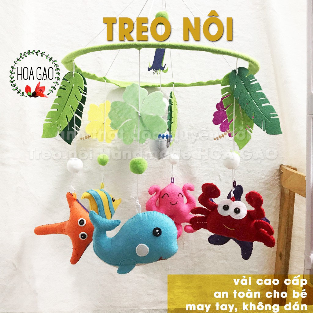 Treo nôi cho bé, đồ chơi treo cũi nôi vải cao cấp GNV71 thú bông treo nôi handmade,đồ chơi treo nôi khích thích thị giác