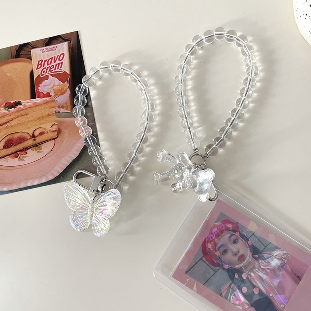 Móc Khóa Dạng Chuỗi Hạt Hình Gấu / Bướm Dễ Thương Dành Cho Bạn Nữ