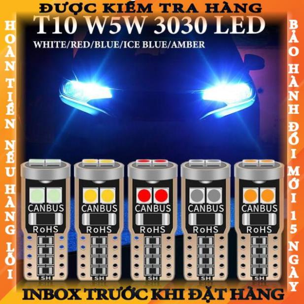 Bộ 10 bóng LED 12V 6000K T10 W5W 194 501 6 SMD 3030 không bị lỗi canbus cho xe ô tô Kevanly  nhocslun