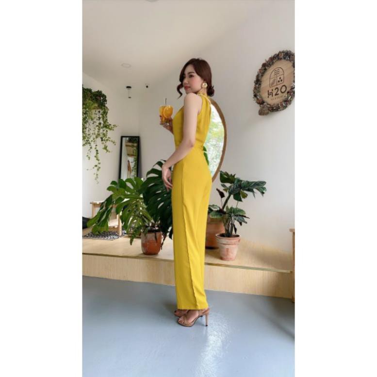 SHOP DẠ HỘI  Jumpsuit ống rộng thiết kế cổ yếm đính hạt cao cấp tặng hoa tai thời trang