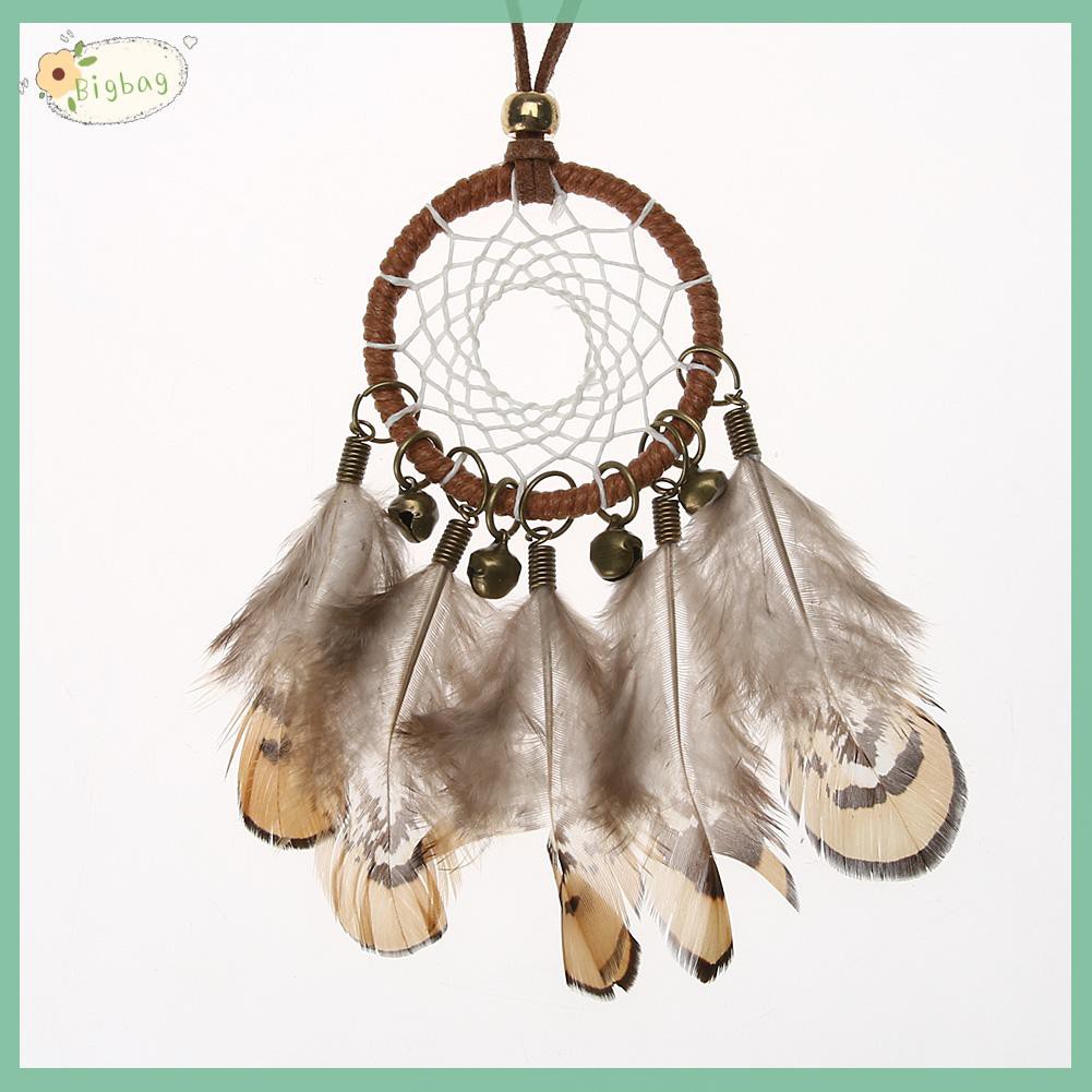 vòng cổ Mặt Dreamcatcher Phối Chuông Và Lông Vũ Phong Cách Ấn Độ