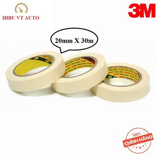 Combo 3 cuộn Băng keo giấy 3M Masking Tape 320 màu vàng nhạt  (24mmx29m) chuyên sử dụng che chắn trong sơn phủ