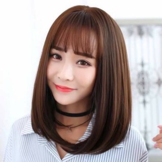 Tóc giả nguyên cả đầu cúp vai chất tơ cao cấp mềm mượt