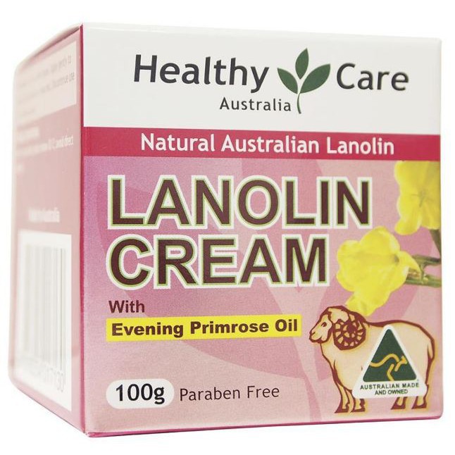 Kem dưỡng da nhau thai Cừu với tinh chất Hoa Anh Thảo Healthy Care Lanolin Cream With Evening Primrose Oil 100g