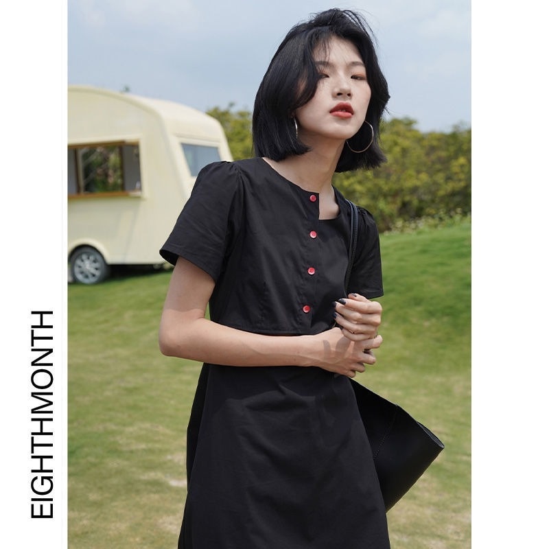 Đầm Đen Phong Cách Retro Pháp Hợp Mùa Xuân Thu