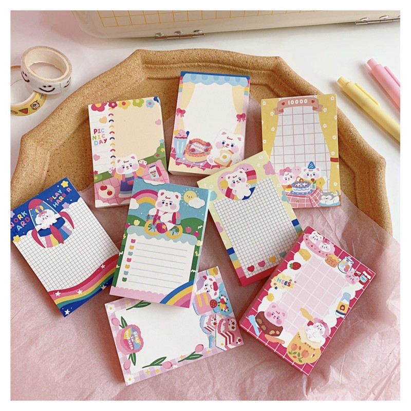 Giấy note 100 tờ dễ thương trang trí sổ bullet journal Hàn Quốc/ Giấy ghi chú cute Tẻn Tẻn