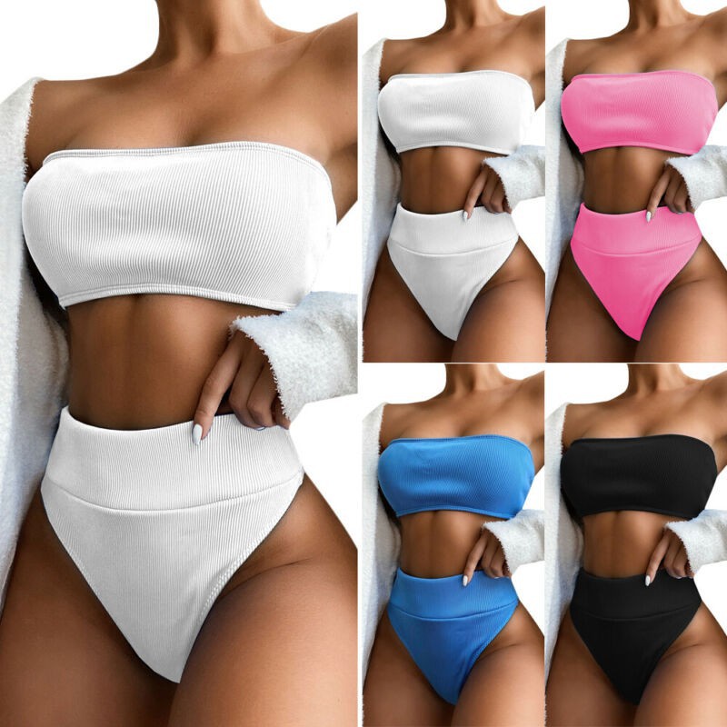 Bộ bikini 2 mảnh màu trơn gợi cảm cho nữ