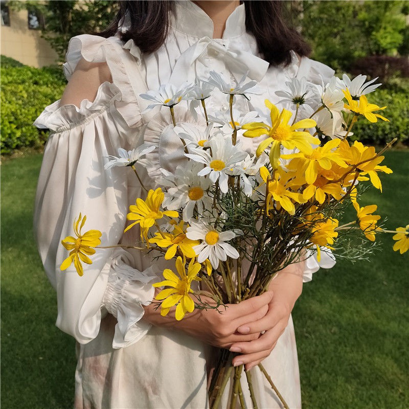 Hoa giả - Hoa cúc hoạ mi giả xinh xắn trang trí nhà cửa 1 cành 5 bông