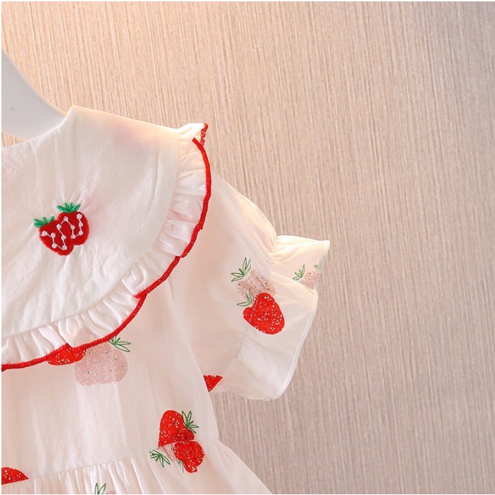 Đầm công chúa tay phồng bằng vải cotton thời trang dễ thương dành cho bé gái 0-4 tuổi