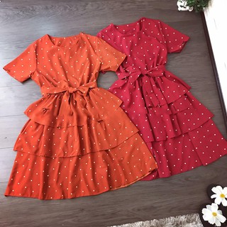 Đầm chấm bi 3 tầng